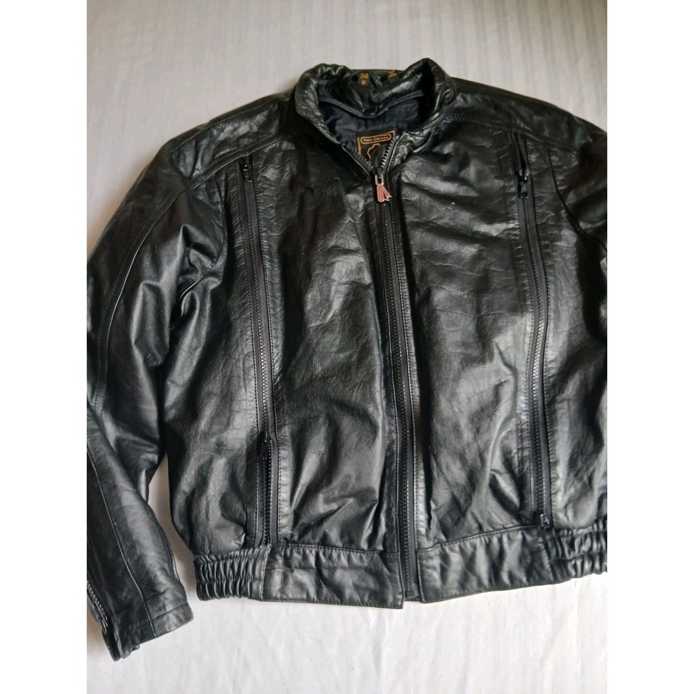 Echt Leder Jacket 34 / Medium Leather Bomber Removable Lining Moto Grunge